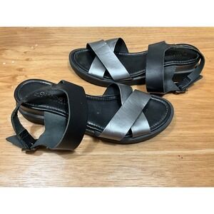 A. Giannetti Womens Made in Italy Black Leather Platform Sandals size 7.5